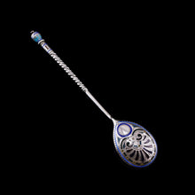 Load image into Gallery viewer, Antique Imperial Russian Solid Silver Plique a Jour Champleve Enamel Spoon - c.1890
