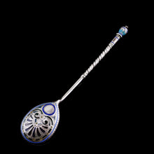 Load image into Gallery viewer, Antique Imperial Russian Solid Silver Plique a Jour Champleve Enamel Spoon - c.1890