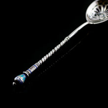 Load image into Gallery viewer, Antique Imperial Russian Solid Silver Plique a Jour Champleve Enamel Spoon - c.1890