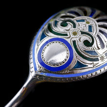Load image into Gallery viewer, Antique Imperial Russian Solid Silver Plique a Jour Champleve Enamel Spoon - c.1890