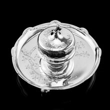 Load image into Gallery viewer, Antique Victorian Solid Silver Inkstand/Inkwell Aesthetic Movement Design - Martin Hall & Co. 1877