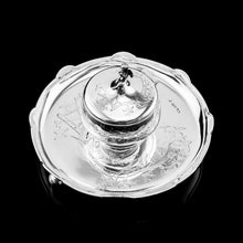 Load image into Gallery viewer, Antique Victorian Solid Silver Inkstand/Inkwell Aesthetic Movement Design - Martin Hall & Co. 1877