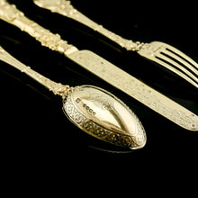 Load image into Gallery viewer, Antique Victorian Solid Silver Gilt Traveling/Christening Cutlery Set - Martin Hall & Co. 1872
