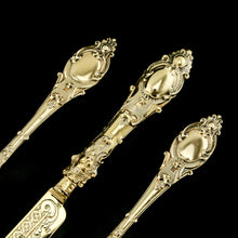 Load image into Gallery viewer, Antique Victorian Solid Silver Gilt Traveling/Christening Cutlery Set - Martin Hall & Co. 1872