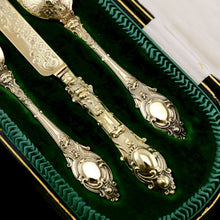 Load image into Gallery viewer, Antique Victorian Solid Silver Gilt Traveling/Christening Cutlery Set - Martin Hall & Co. 1872