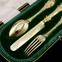 Load image into Gallery viewer, Antique Victorian Solid Silver Gilt Traveling/Christening Cutlery Set - Martin Hall & Co. 1872