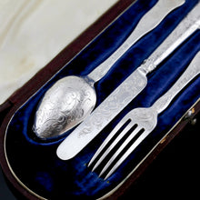 Load image into Gallery viewer, Antique Victorian Solid Silver Traveling/Christening Cutlery Set - Aaron Hadfield 1849