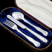 Load image into Gallery viewer, Antique Victorian Solid Silver Traveling/Christening Cutlery Set - Aaron Hadfield 1849