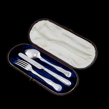 Load image into Gallery viewer, Antique Victorian Solid Silver Traveling/Christening Cutlery Set - Aaron Hadfield 1849