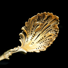 Load image into Gallery viewer, Victorian Silver Gilt Sugar Sifter Spoon 'Diana the Huntress' Figure - Francis Higgins 1854 - Artisan Antiques