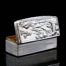 Load image into Gallery viewer, A Georgian Solid Silver Snuff Box with Pheasant Scene - Thomas Shaw 1834 - Artisan Antiques