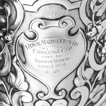 Load image into Gallery viewer, Antique Solid Sterling Silver Large Tankard with Royal Marines Officer Interest - Goldsmiths & Silversmiths Co 1900