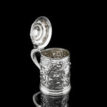 Load image into Gallery viewer, Antique Solid Sterling Silver Large Tankard with Royal Marines Officer Interest - Goldsmiths & Silversmiths Co 1900