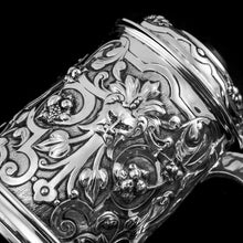 Load image into Gallery viewer, Antique Solid Sterling Silver Large Tankard with Royal Marines Officer Interest - Goldsmiths & Silversmiths Co 1900