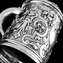 Load image into Gallery viewer, Antique Solid Sterling Silver Large Tankard with Royal Marines Officer Interest - Goldsmiths & Silversmiths Co 1900
