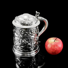 Load image into Gallery viewer, Antique Solid Sterling Silver Large Tankard with Royal Marines Officer Interest - Goldsmiths & Silversmiths Co 1900
