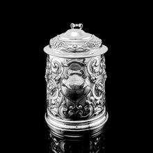 Load image into Gallery viewer, Antique Solid Sterling Silver Large Tankard with Royal Marines Officer Interest - Goldsmiths & Silversmiths Co 1900