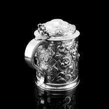 Load image into Gallery viewer, Antique Solid Sterling Silver Large Tankard with Royal Marines Officer Interest - Goldsmiths & Silversmiths Co 1900
