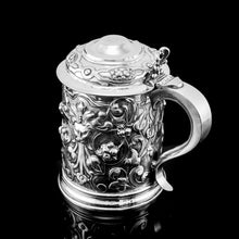 Load image into Gallery viewer, Antique Solid Sterling Silver Large Tankard with Royal Marines Officer Interest - Goldsmiths & Silversmiths Co 1900