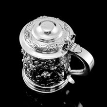 Load image into Gallery viewer, Antique Solid Sterling Silver Large Tankard with Royal Marines Officer Interest - Goldsmiths & Silversmiths Co 1900