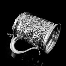 Load image into Gallery viewer, Antique Solid Sterling Silver Large Tankard with Royal Marines Officer Interest - Goldsmiths & Silversmiths Co 1900