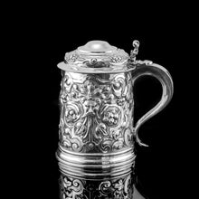 Load image into Gallery viewer, Antique Solid Sterling Silver Large Tankard with Royal Marines Officer Interest - Goldsmiths & Silversmiths Co 1900