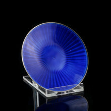 Load image into Gallery viewer, Antique Solid Silver Blue Guilloche Enamel Pin Dish - Henry James Hulbert 1914