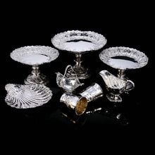 Load image into Gallery viewer, Magnificent Large Antique Victorian Set of Three Comport/Tazza Suites with Fine Chased Engravings - Martin Hall & Co 1890 - Artisan Antiques