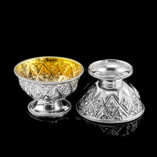 Load image into Gallery viewer, Antique Solid Silver Salt Cellars, Unique Abercorn Pattern - Robert Hennell 1870
