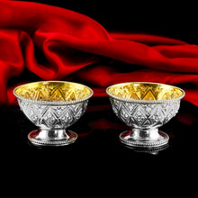 Load image into Gallery viewer, Antique Solid Silver Salt Cellars, Unique Abercorn Pattern - Robert Hennell 1870