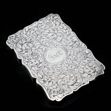 Load image into Gallery viewer, Antique Solid Silver Card Case Beautifully Hand Engraved Acanthus Motif - Edward Smith 1862