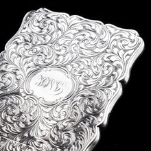 Load image into Gallery viewer, Antique Solid Silver Card Case Beautifully Hand Engraved Acanthus Motif - Edward Smith 1862