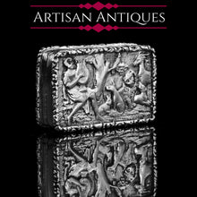 Load image into Gallery viewer, Rare Antique Georgian Solid Silver Vinaigrette Figural Scene with Animals & Harp "Orpheus Enchanting Animals"- Joseph Taylor 1827 - Artisan Antiques