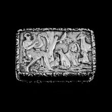 Load image into Gallery viewer, Rare Antique Georgian Solid Silver Vinaigrette Figural Scene with Animals & Harp "Orpheus Enchanting Animals"- Joseph Taylor 1827 - Artisan Antiques