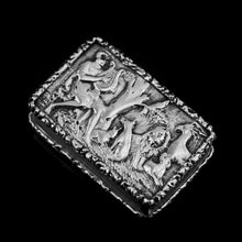 Load image into Gallery viewer, Rare Antique Georgian Solid Silver Vinaigrette Figural Scene with Animals & Harp "Orpheus Enchanting Animals"- Joseph Taylor 1827 - Artisan Antiques