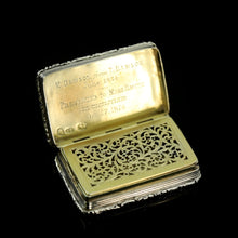 Load image into Gallery viewer, Rare Antique Georgian Solid Silver Vinaigrette Figural Scene with Animals & Harp "Orpheus Enchanting Animals"- Joseph Taylor 1827 - Artisan Antiques