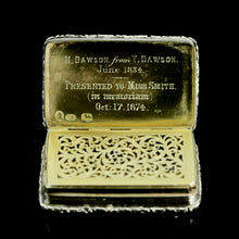 Load image into Gallery viewer, Rare Antique Georgian Solid Silver Vinaigrette Figural Scene with Animals & Harp "Orpheus Enchanting Animals"- Joseph Taylor 1827 - Artisan Antiques