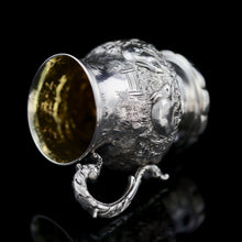 Load image into Gallery viewer, Antique Georgian Solid Sterling Silver Mug/Cup/Tankard with Embossed Dog/Rabbit Scene - Charles Price 1828 - Artisan Antiques