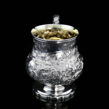 Load image into Gallery viewer, Antique Georgian Solid Sterling Silver Mug/Cup/Tankard with Embossed Dog/Rabbit Scene - Charles Price 1828 - Artisan Antiques