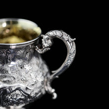 Load image into Gallery viewer, Antique Georgian Solid Sterling Silver Mug/Cup/Tankard with Embossed Dog/Rabbit Scene - Charles Price 1828 - Artisan Antiques