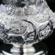 Load image into Gallery viewer, Antique Georgian Solid Sterling Silver Mug/Cup/Tankard with Embossed Dog/Rabbit Scene - Charles Price 1828 - Artisan Antiques