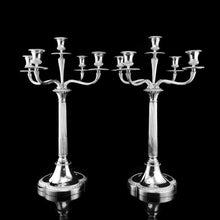 Load image into Gallery viewer, A Magnificent Pair of English Solid Sterling Silver 5-Light Candelabra, (58cm, 5kg+) Neoclassical Design - Hunt & Roskell (Late Storr Mortimer & Hunt)