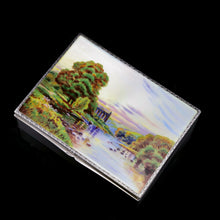 Load image into Gallery viewer, A Large Solid Silver Enamel Landscape Scene Box - London, AJ,1928