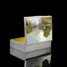 Load image into Gallery viewer, A Large Solid Silver Enamel Landscape Scene Box - London, AJ,1928