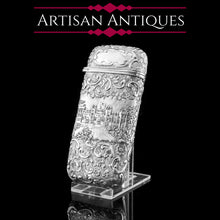 Load image into Gallery viewer, Antique Solid Silver Victorian Cigar Cheroot Case "Castle Top" Windsor Castle Design - Nathaniel Mills 1844