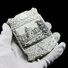 Load image into Gallery viewer, Antique Solid Silver 'Castle Top' Double Sided Card Case Depicting Windsor Castle and Kenilworth Castle - Taylor & Perry 1841