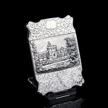 Load image into Gallery viewer, Antique Solid Silver 'Castle Top' Double Sided Card Case Depicting Windsor Castle and Kenilworth Castle - Taylor & Perry 1841