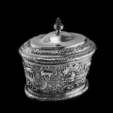 Load image into Gallery viewer, Rare Antique Solid Silver Cellini Tea Caddy Box - Mappin & Webb 1902