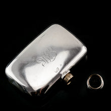 Load image into Gallery viewer, Antique Victorian Solid Silver Curved Hip Flask - London 1864