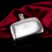 Load image into Gallery viewer, Antique Victorian Solid Silver Curved Hip Flask - London 1864